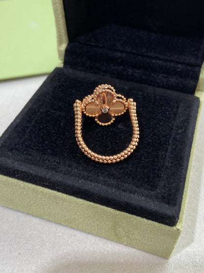 [Super CiCi ]CLOVER RIVERSIBLE PINK GOLD RING