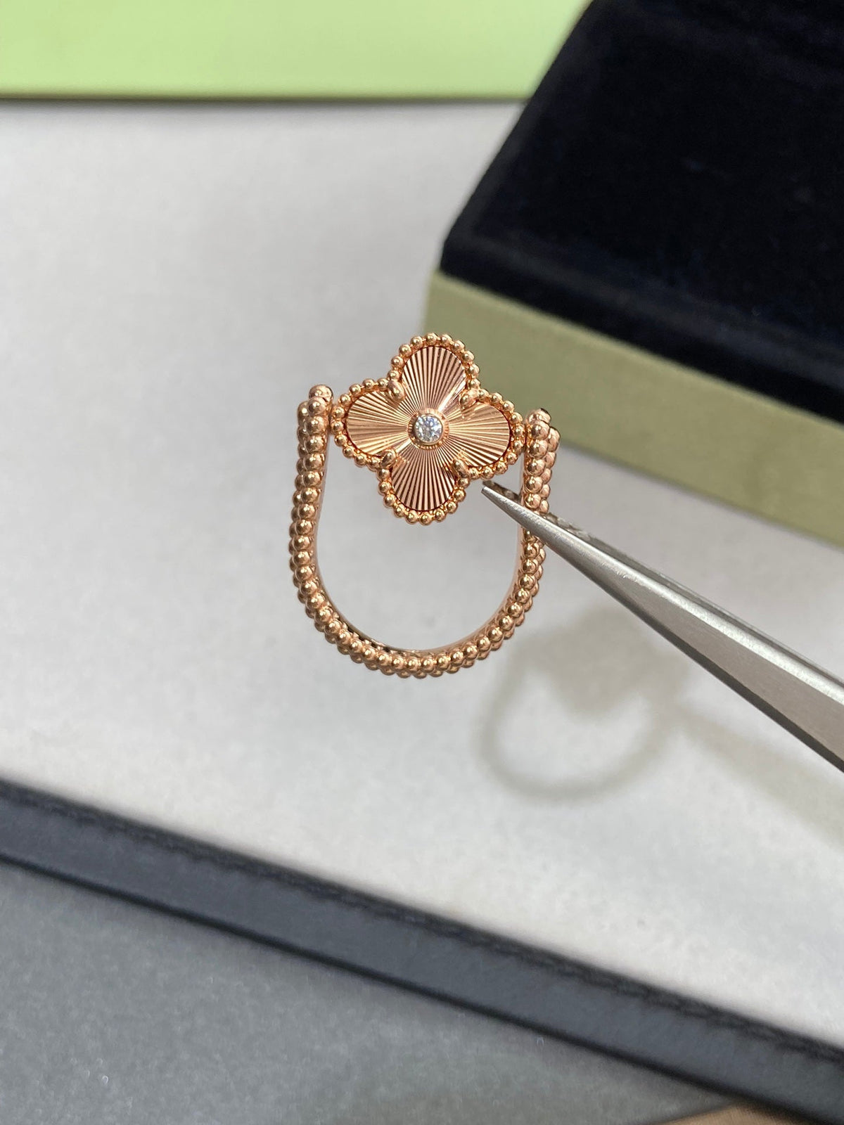 [Super CiCi ]CLOVER RIVERSIBLE ROSE GOLD RING