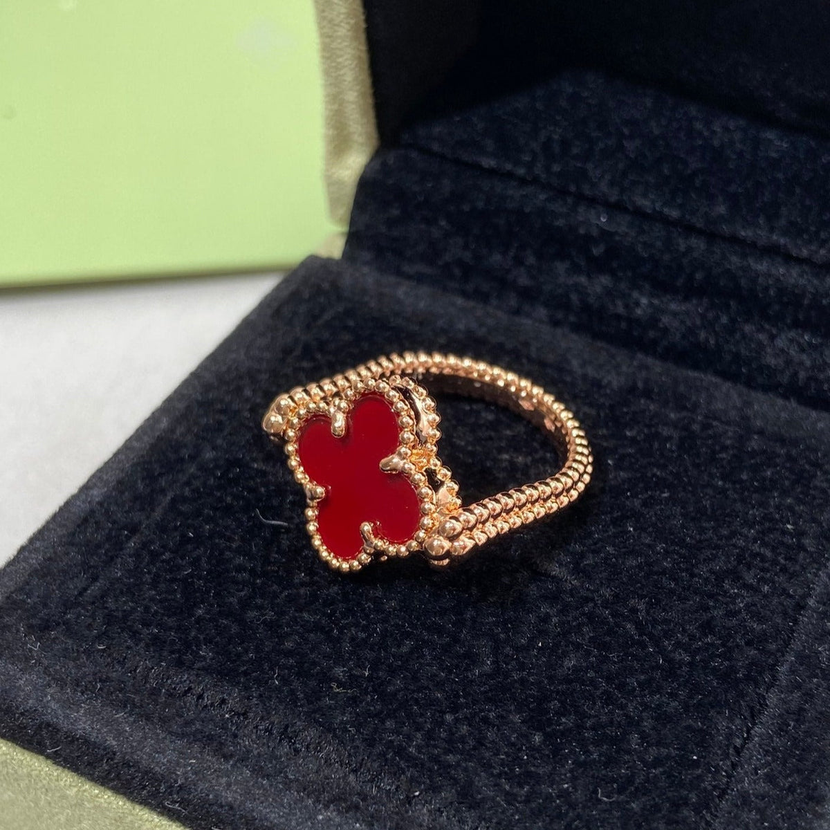 [Super CiCi ]CLOVER RIVERSIBLE PINK GOLD RING