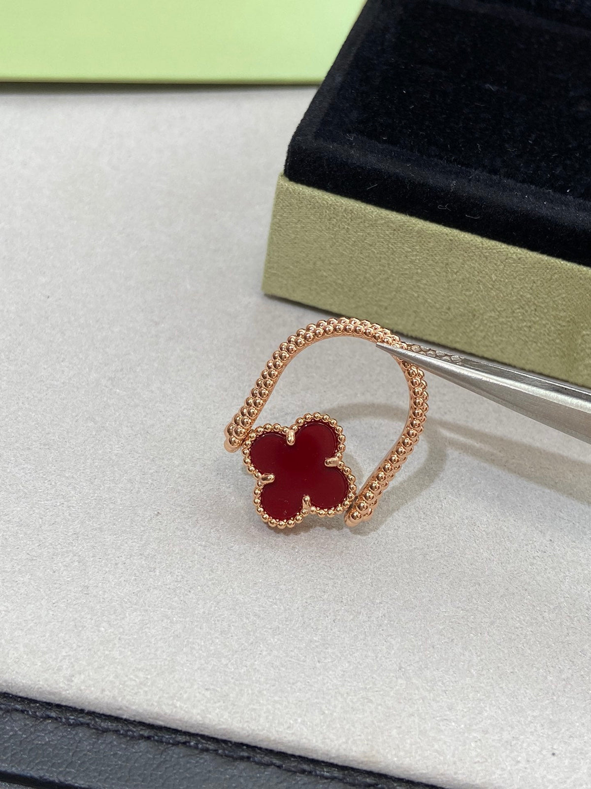 [Super CiCi ]CLOVER RIVERSIBLE ROSE GOLD RING