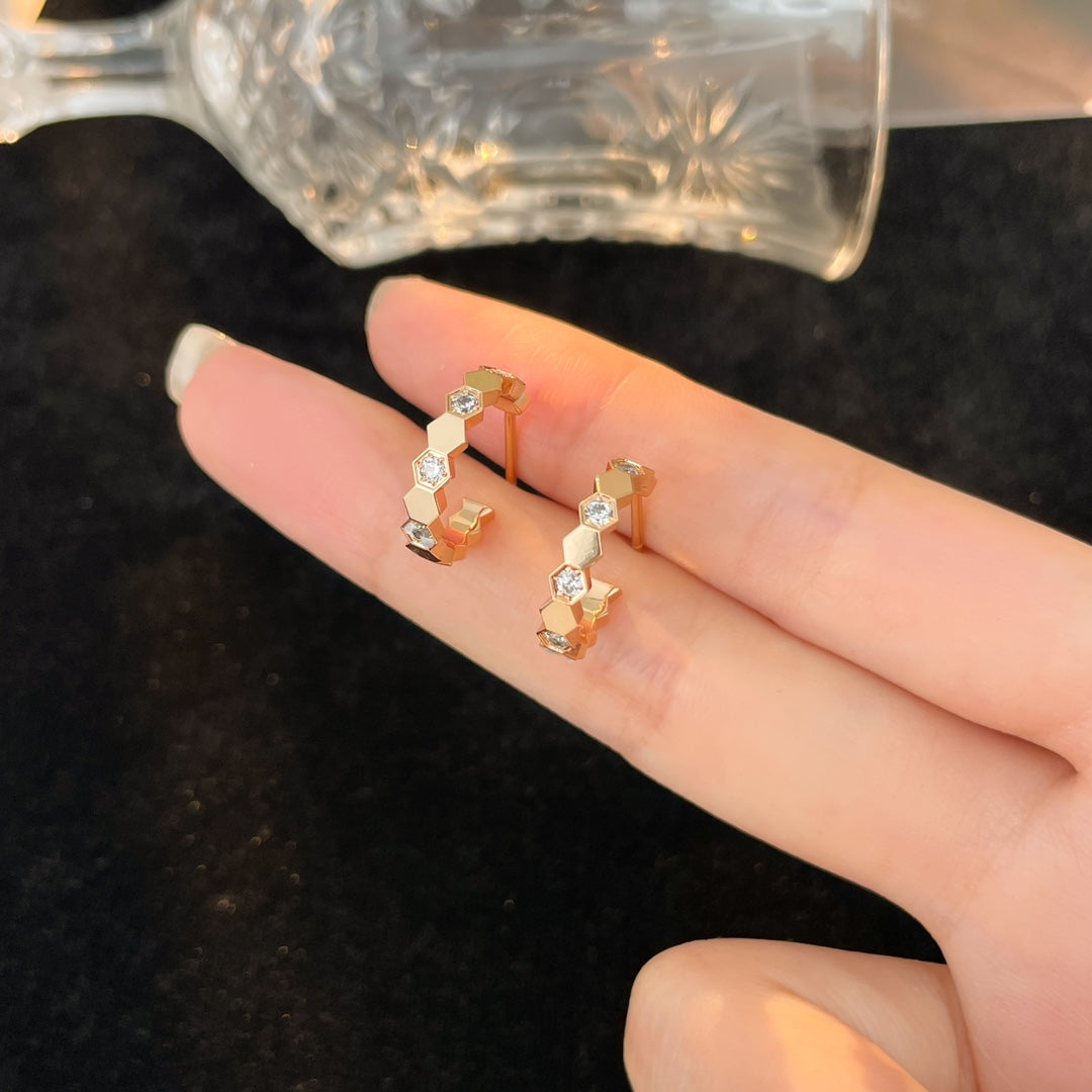 [Super CiCi ]BEE LOVE DIAMOND HOOP EARRINGS