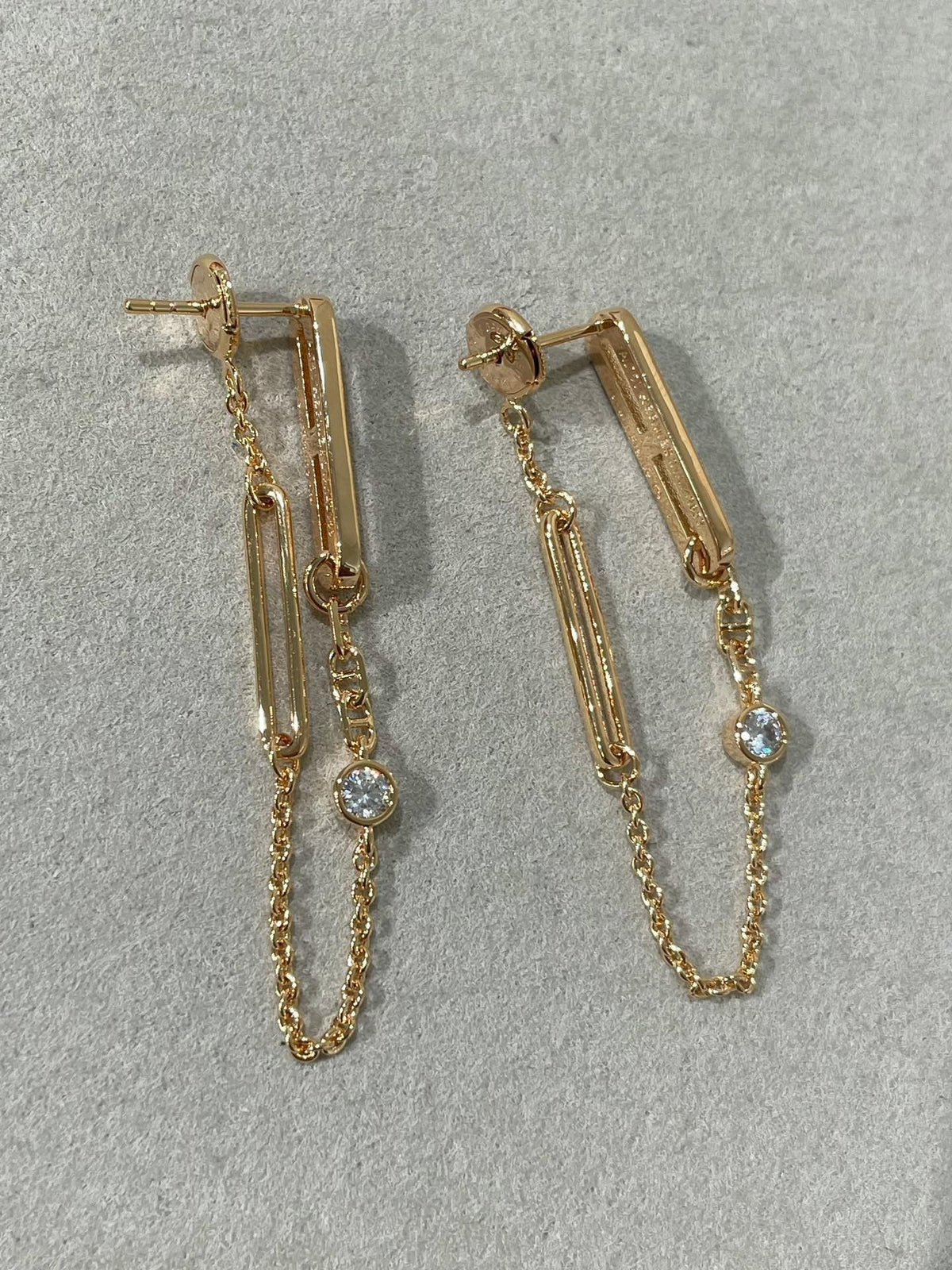 [Super CiCi ]CHAINE CHAOS DIAMOND DROP EARRINGS