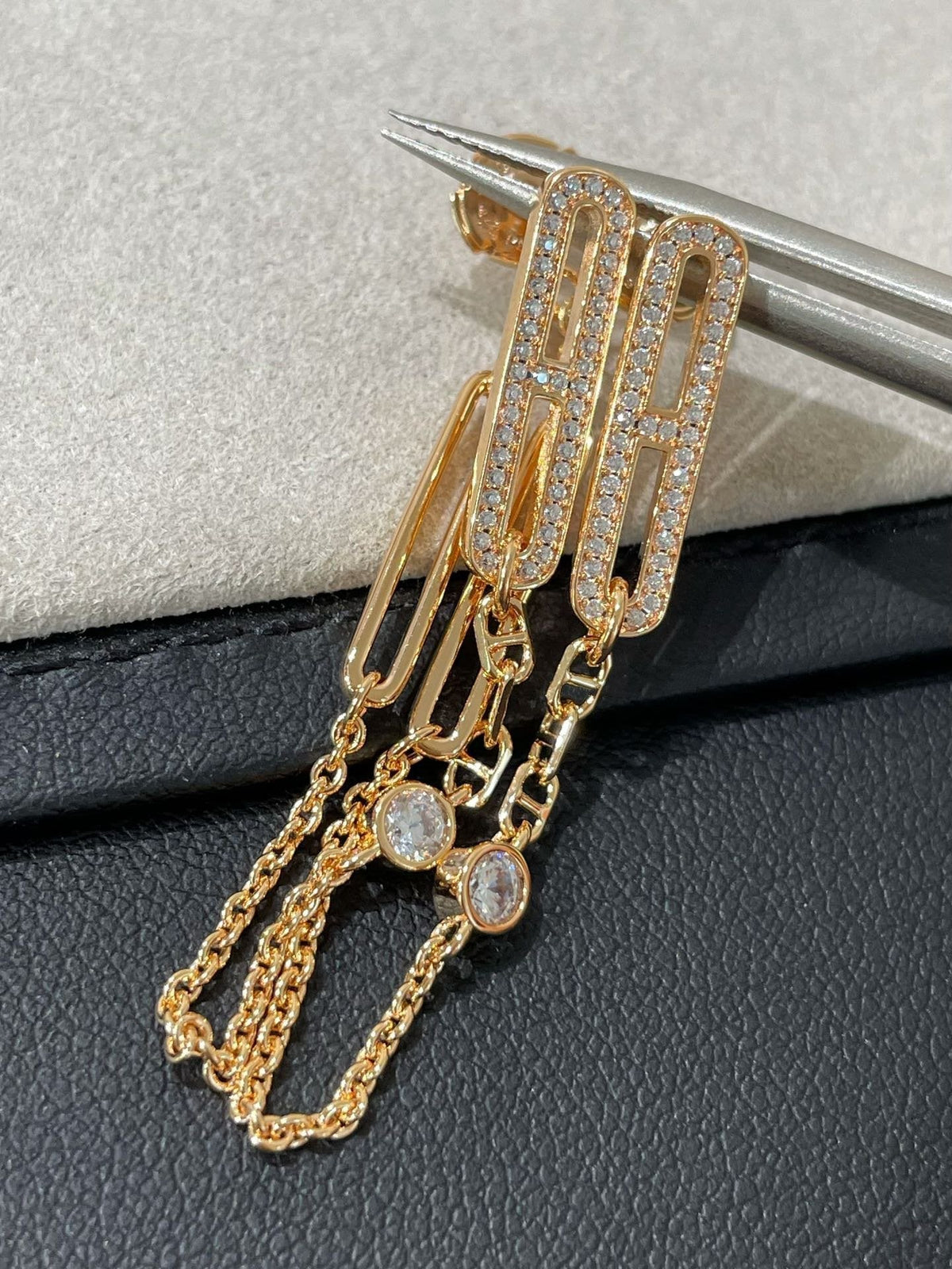[Super CiCi ]CHAINE CHAOS DIAMOND DROP EARRINGS