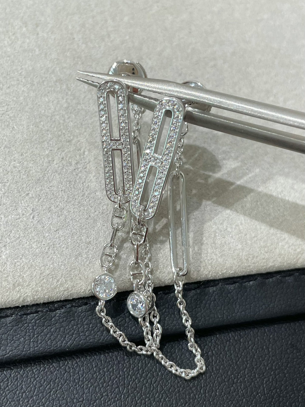 [Super CiCi ]CHAINE CHAOS DIAMOND DROP EARRINGS