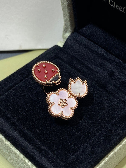 [Super CiCi ]LUCKY 3 MOTIF ROSE GOLD RING