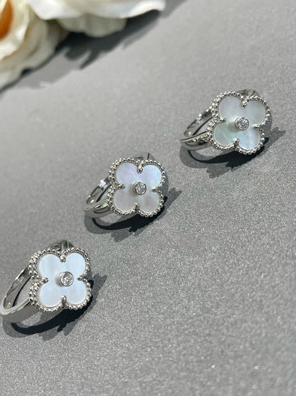[Super CiCi ]CLOVER SILVER MOP DIAMOND RING