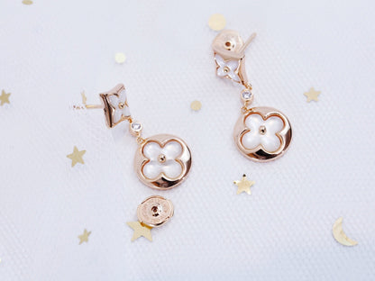[Super CiCi ]STAR AND SUN PINK GOLD MOP DROP EARRINGS