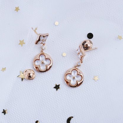 [Super CiCi ]STAR AND SUN PINK GOLD MOP DROP EARRINGS