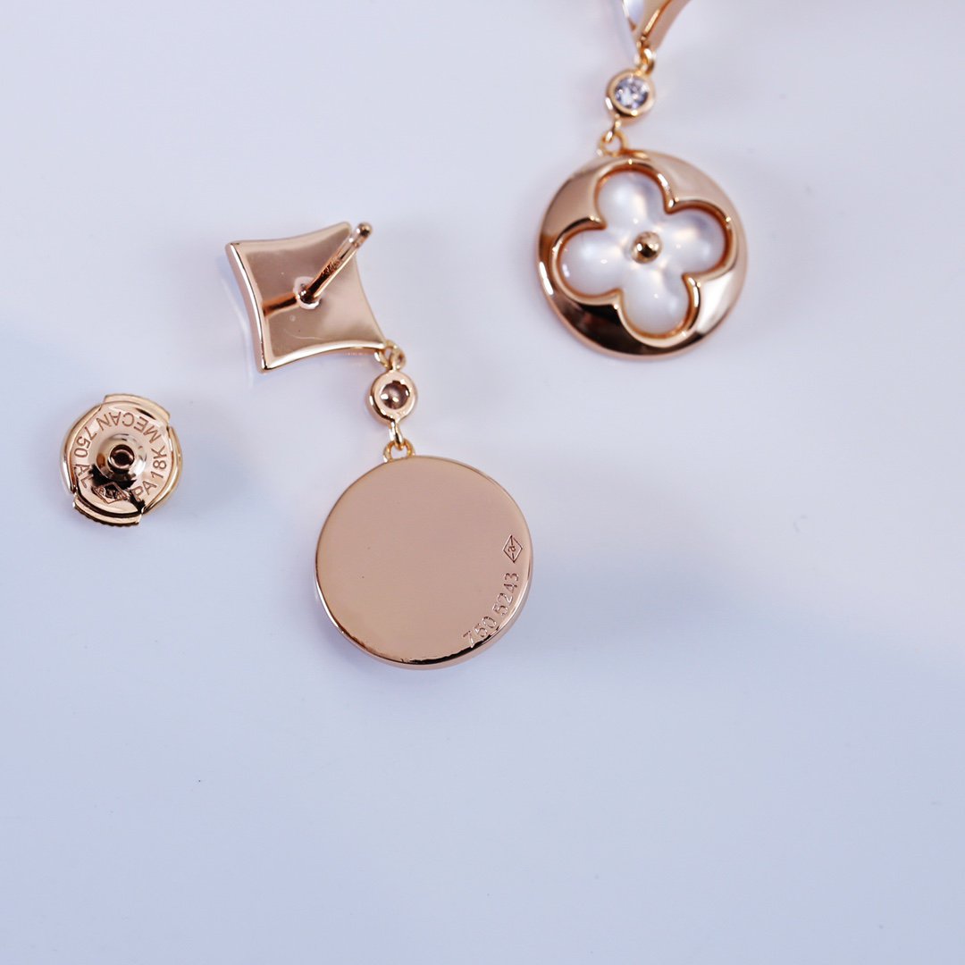 [Super CiCi ]STAR AND SUN PINK GOLD MOP DROP EARRINGS