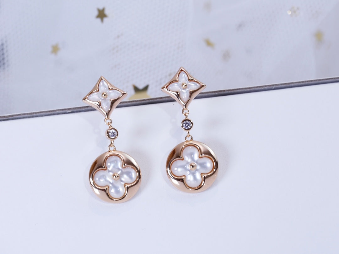 [Super CiCi ]STAR AND SUN PINK GOLD MOP DROP EARRINGS