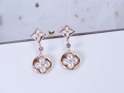 [Super CiCi ]STAR AND SUN PINK GOLD MOP DROP EARRINGS
