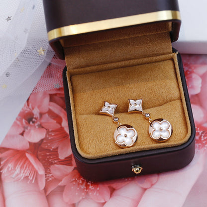 [Super CiCi ]STAR AND SUN PINK GOLD MOP DROP EARRINGS