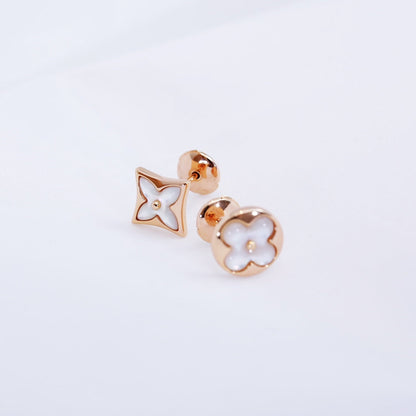 [Super CiCi ]STAR AND SUN PINK GOLD MOP STUD EARRINGS