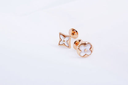 [Super CiCi ]STAR AND SUN PINK GOLD MOP STUD EARRINGS
