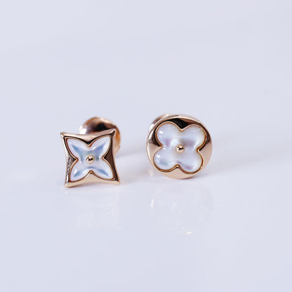 [Super CiCi ]STAR AND SUN PINK GOLD MOP STUD EARRINGS