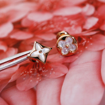 [Super CiCi ]STAR AND SUN PINK GOLD MOP STUD EARRINGS