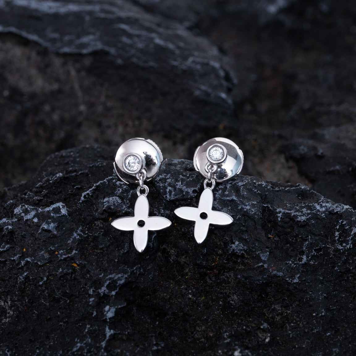 [Super CiCi ]VIDYLLE SILVER DIAMOND MINI DROP EARRINGS