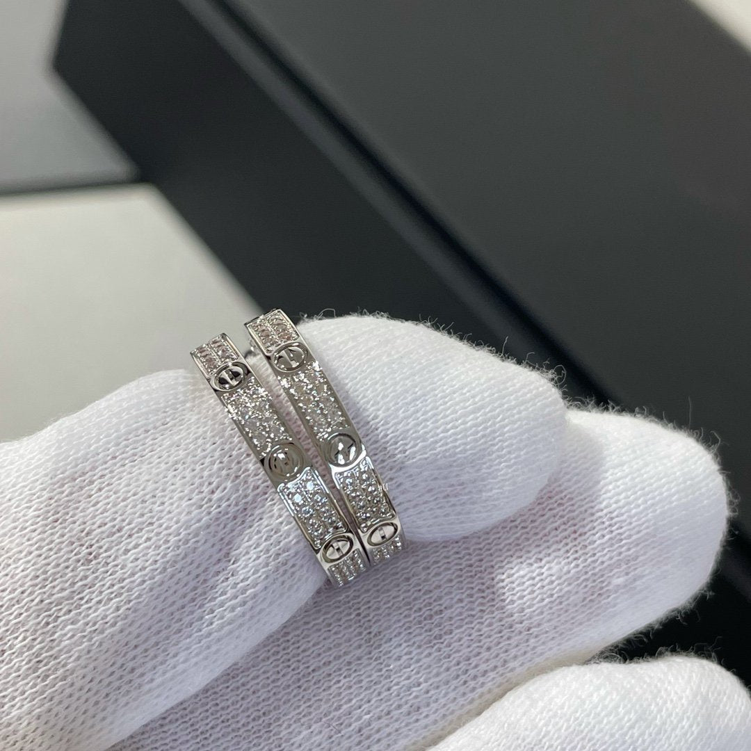 [Super CiCi ]LOVE DIAMOND SILVER HOOP EARRINGS