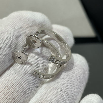 [Super CiCi ]LOVE DIAMOND SILVER HOOP EARRINGS