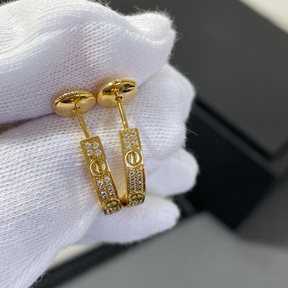 [Super CiCi ]LOVE DIAMOND GOLD HOOP EARRINGS