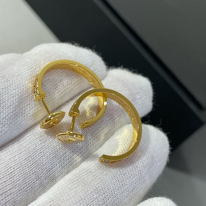 [Super CiCi ]LOVE DIAMOND GOLD HOOP EARRINGS