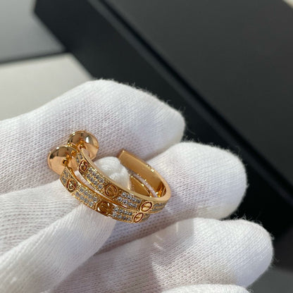 [Super CiCi ]LOVE DIAMOND PINK GOLD HOOP EARRINGS
