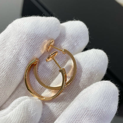 [Super CiCi ]LOVE DIAMOND PINK GOLD HOOP EARRINGS