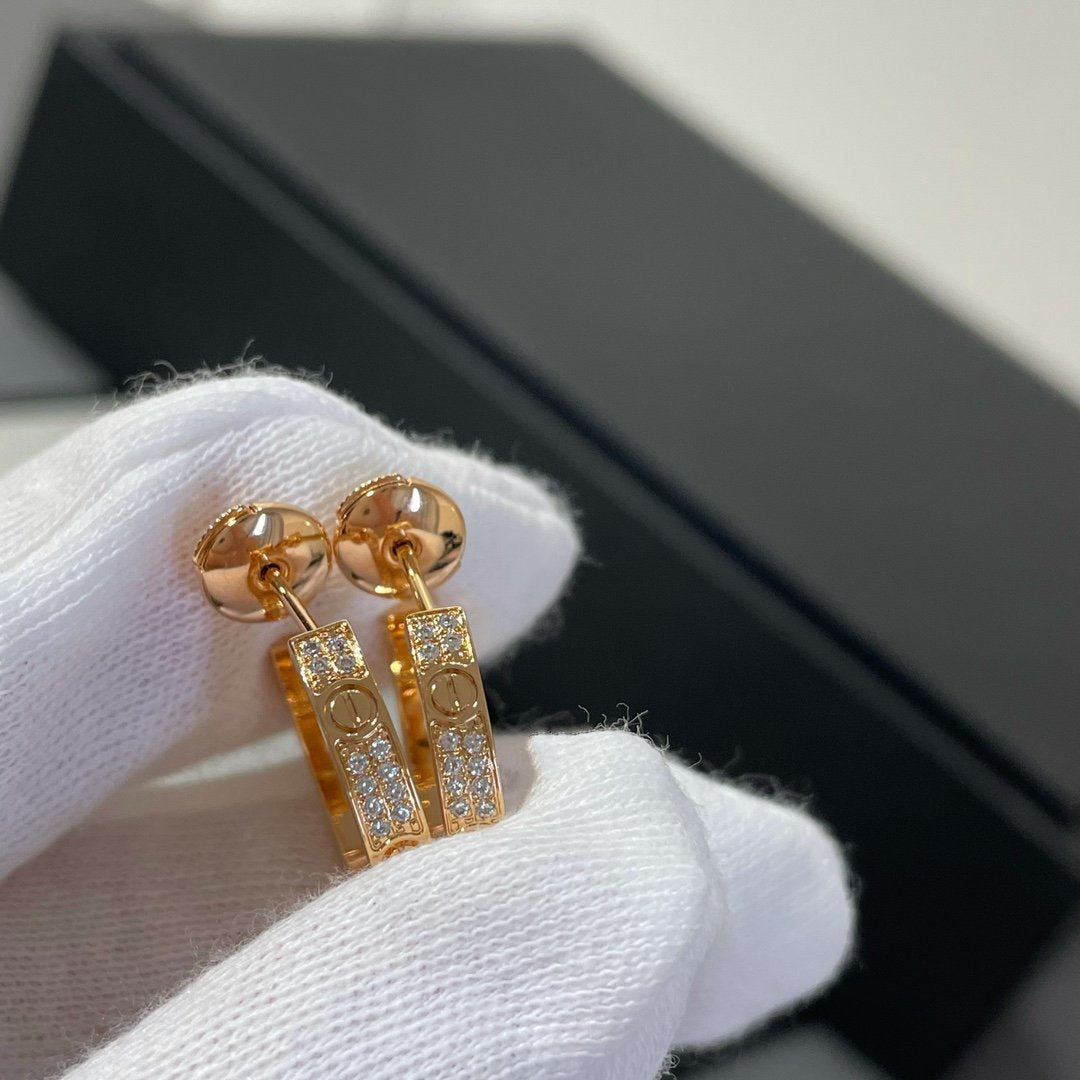 [Super CiCi ]LOVE DIAMOND PINK GOLD HOOP EARRINGS