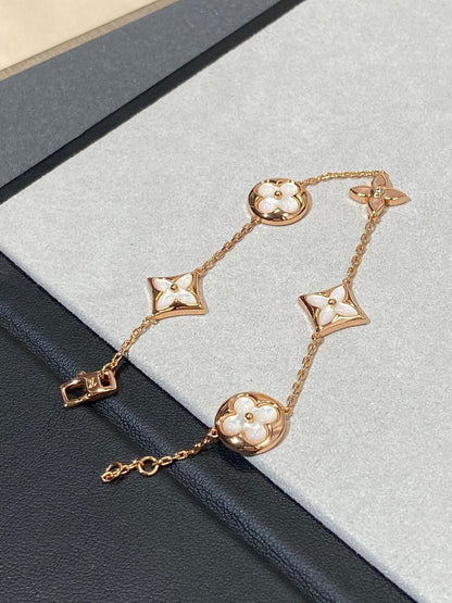 [Super CiCi ]STAR AND SUN 5 MOTIF MOP PINK GOLD BRACELET