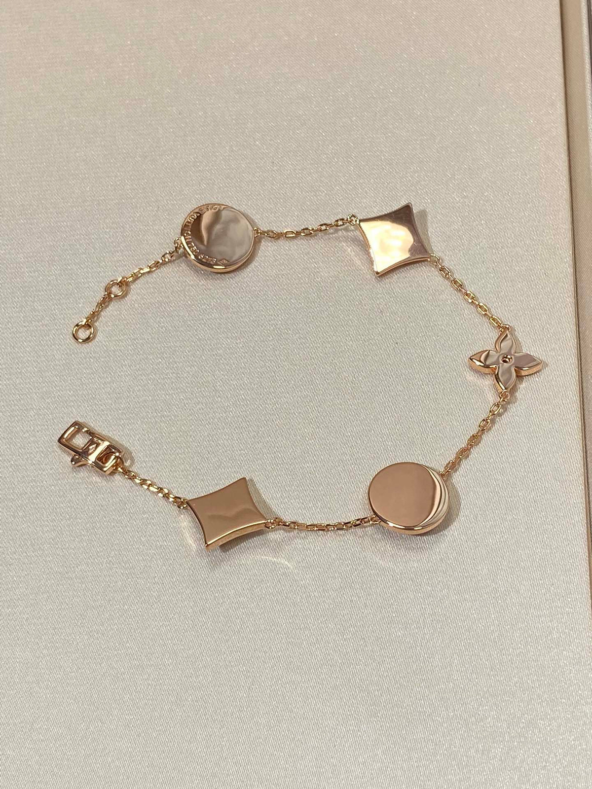 [Super CiCi ]STAR AND SUN 5 MOTIF MOP PINK GOLD BRACELET