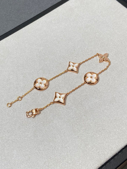 [Super CiCi ]STAR AND SUN 5 MOTIF MOP PINK GOLD BRACELET
