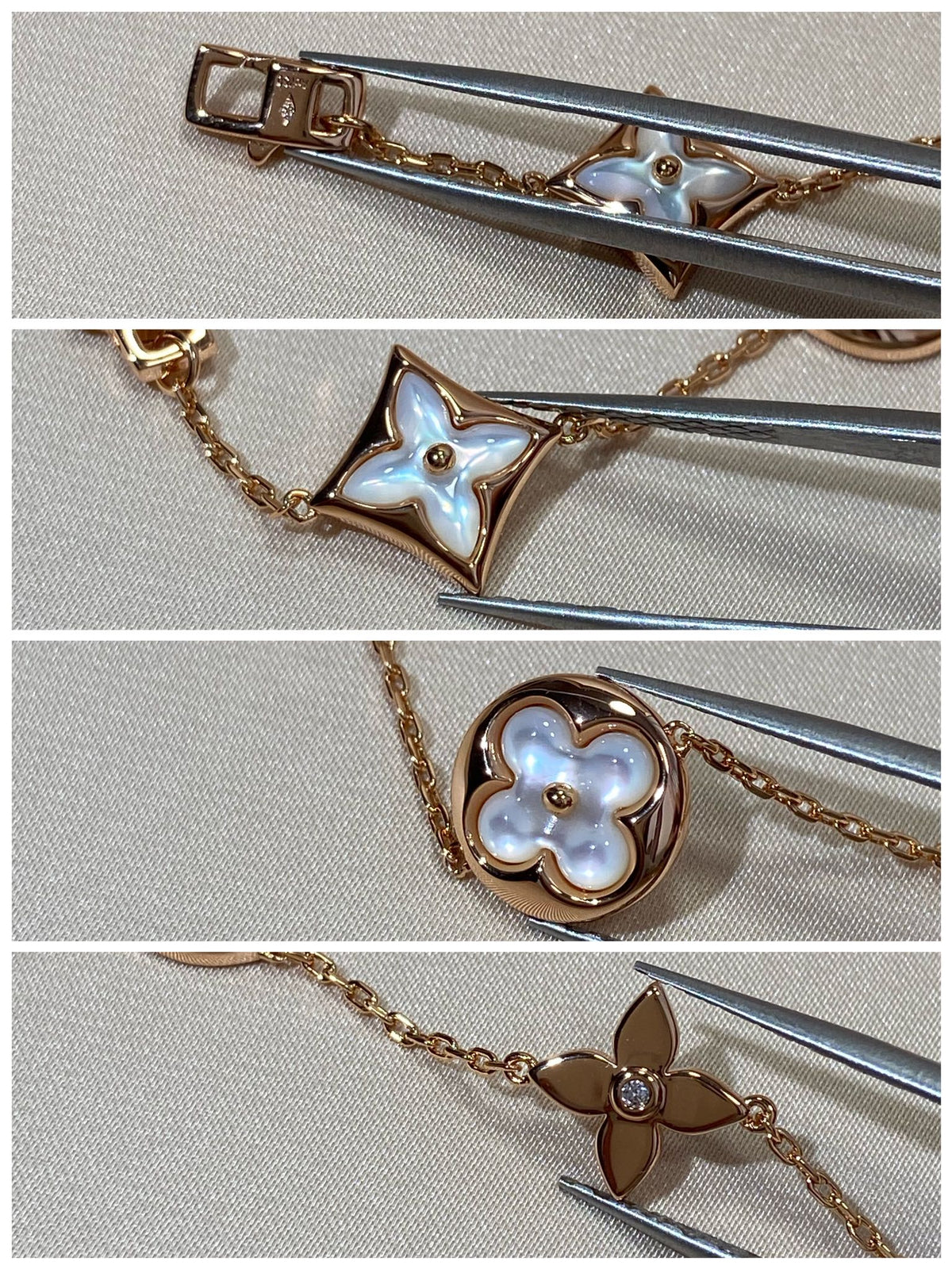 [Super CiCi ]STAR AND SUN 5 MOTIF MOP PINK GOLD BRACELET