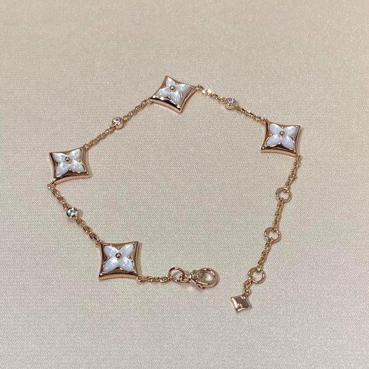 [Super CiCi ]STAR 4 MOTIF MOP DIAMOND PINK GOLD BRACELET