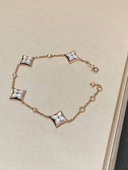 [Super CiCi ]STAR 4 MOTIF MOP DIAMOND PINK GOLD BRACELET