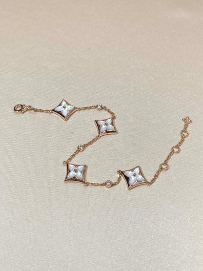 [Super CiCi ]STAR 4 MOTIF MOP DIAMOND PINK GOLD BRACELET