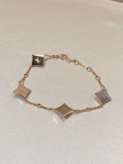 [Super CiCi ]STAR 4 MOTIF MOP DIAMOND PINK GOLD BRACELET