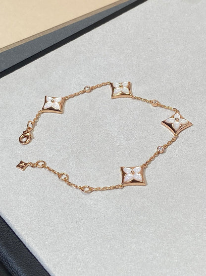 [Super CiCi ]STAR 4 MOTIF MOP DIAMOND PINK GOLD BRACELET