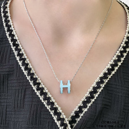 [Super CiCi ]POP H SKY BLUE NECKLACE