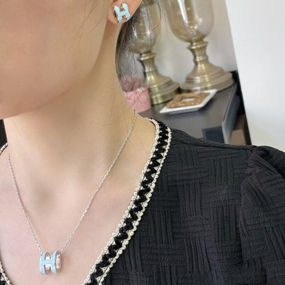 [Super CiCi ]POP H SKY BLUE NECKLACE