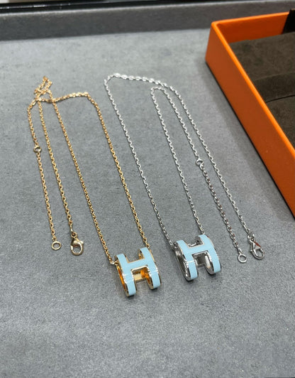 [Super CiCi ]POP H SKY BLUE NECKLACE