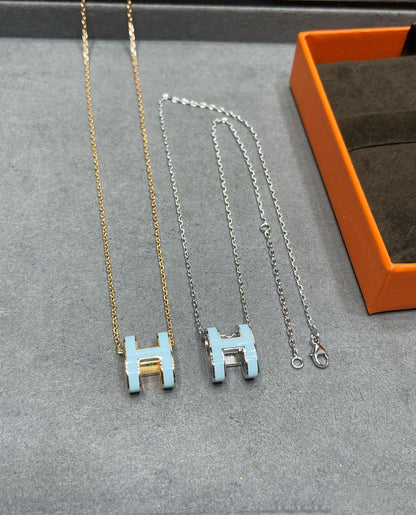 [Super CiCi ]POP H SKY BLUE NECKLACE