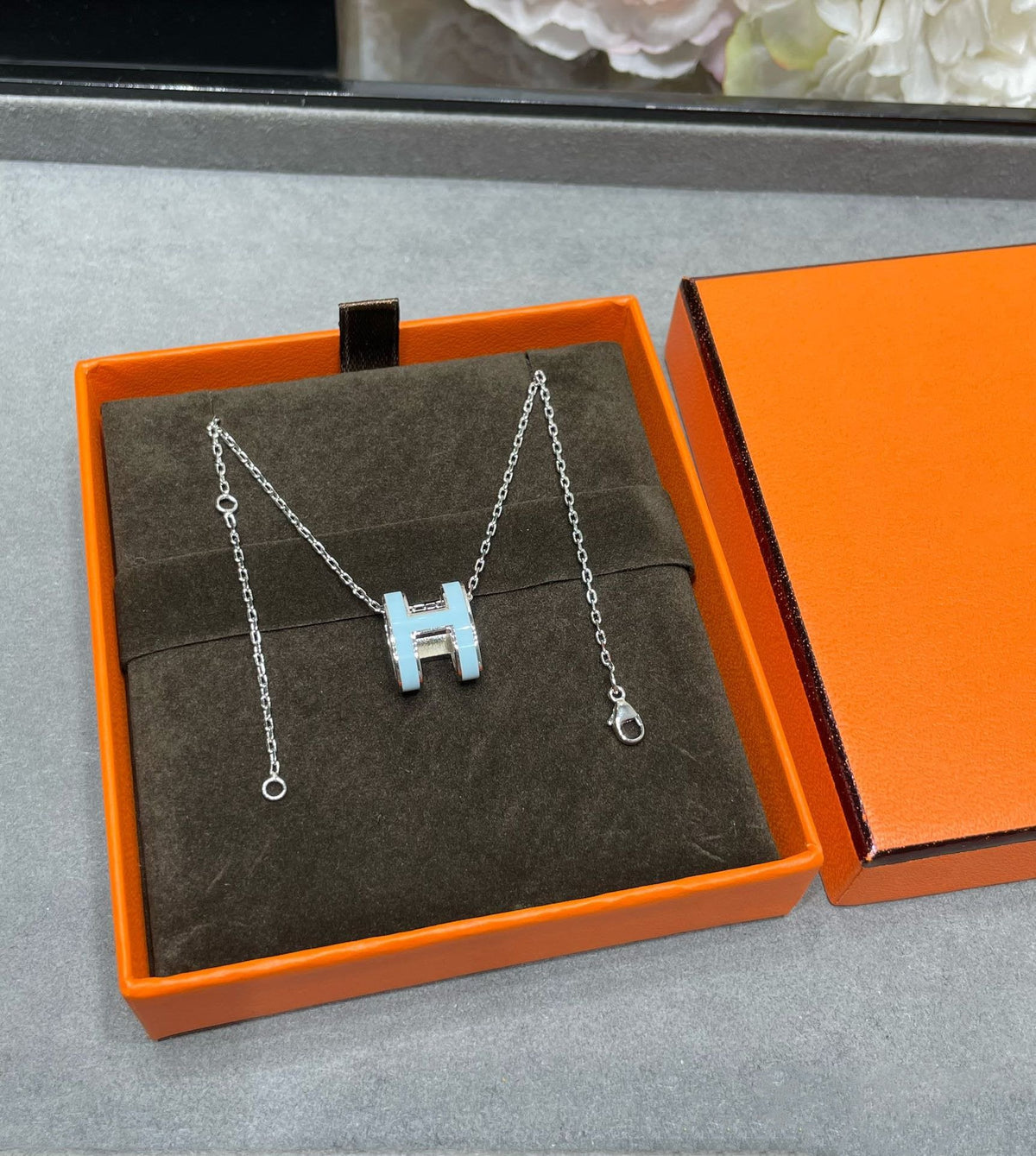 [Super CiCi ]POP H SKY BLUE NECKLACE