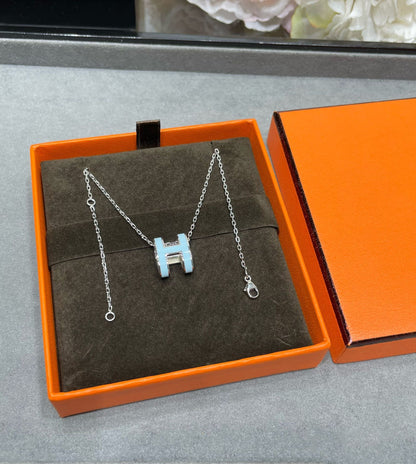 [Super CiCi ]POP H SKY BLUE NECKLACE