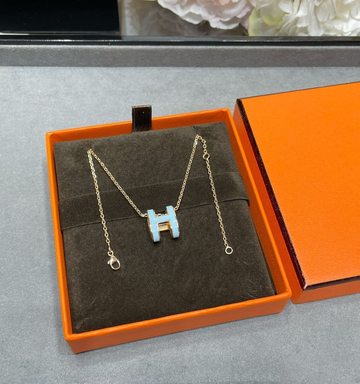 [Super CiCi ]POP H SKY BLUE NECKLACE