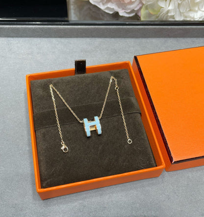 [Super CiCi ]POP H SKY BLUE NECKLACE