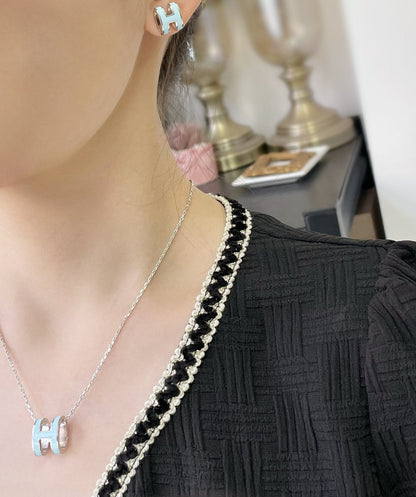 [Super CiCi ]POP H SKY BLUE STUD EARRINGS