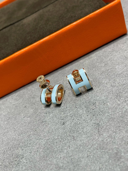 [Super CiCi ]POP H SKY BLUE STUD EARRINGS