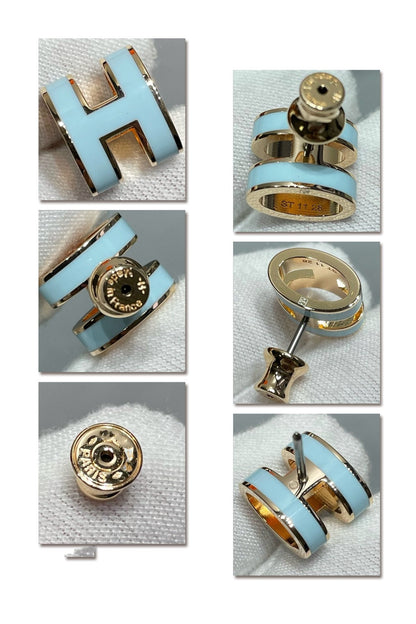 [Super CiCi ]POP H SKY BLUE STUD EARRINGS