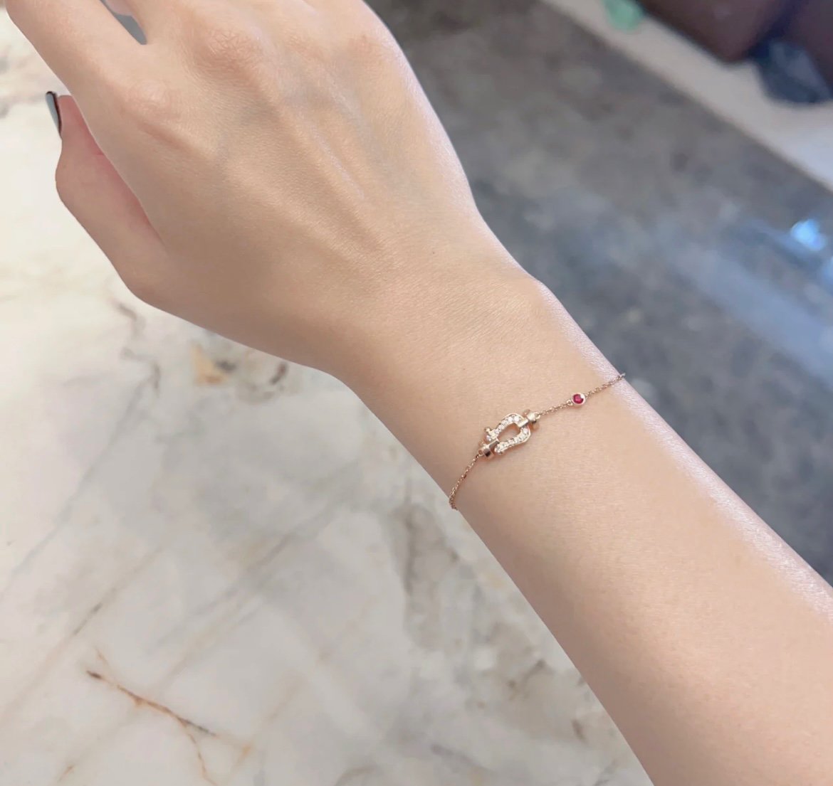[Super CiCi ]FORCE 10 DIAMOND CHAIN LINK PINK GOLD BRACELET