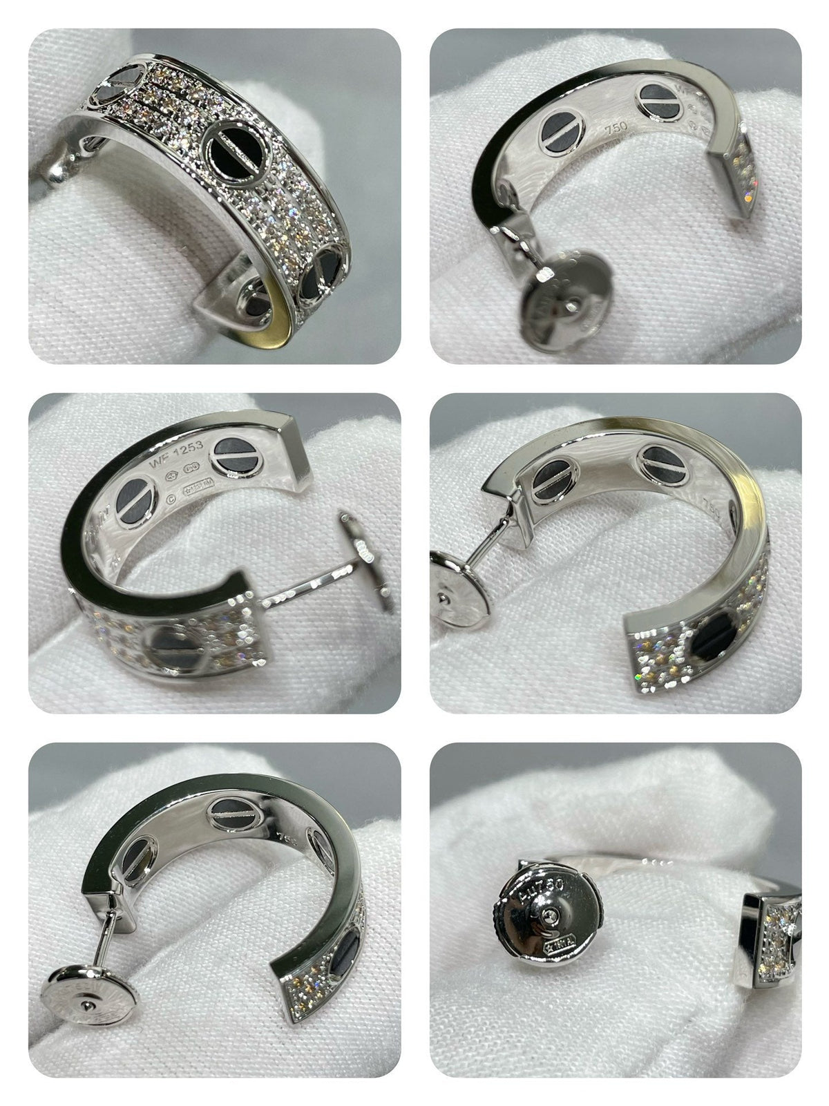 [Super CiCi ]LOVE CERAMIC DIAMOND PAVED SILVER EARRINGS